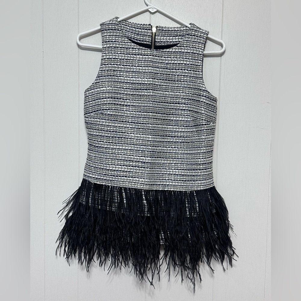 Sail to Sable Tweed Top with Feathers S